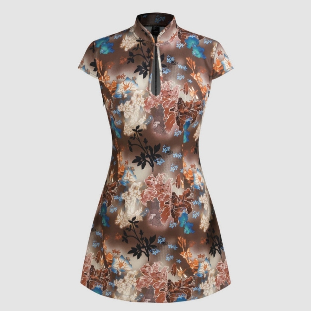 Cider Brown Floral Mini Dress